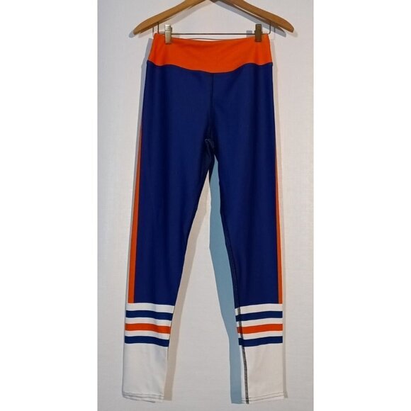Squeaky Chimp brand Leggings Orange Blue Large Yoga Workout - Picture 1 of 4